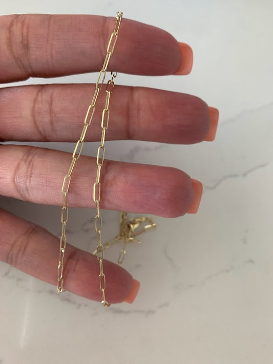 1.8MM Solid 14K Gold Triangle Paperclip Chain