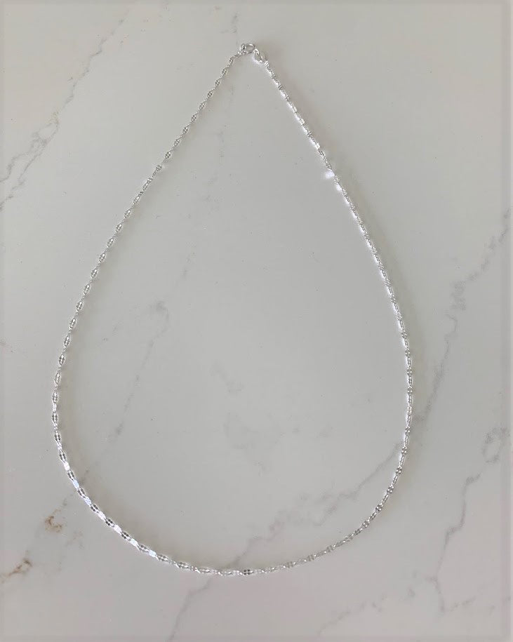 1.7MM 14K White Gold Twisted Mirror Chain
