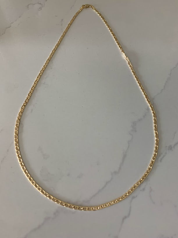 14K Gold Hollow Mariner Bevel Chain