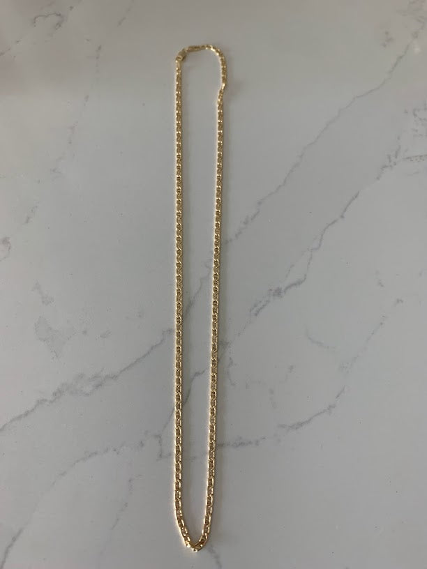 14K Gold Hollow Mariner Bevel Chain