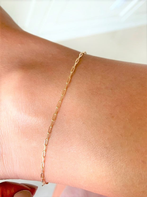 2MM Tiny Paperclip Link Anklet | Gold-filled Anklet | Gold Anklet | Think Chain Anklet | Body Jewelry