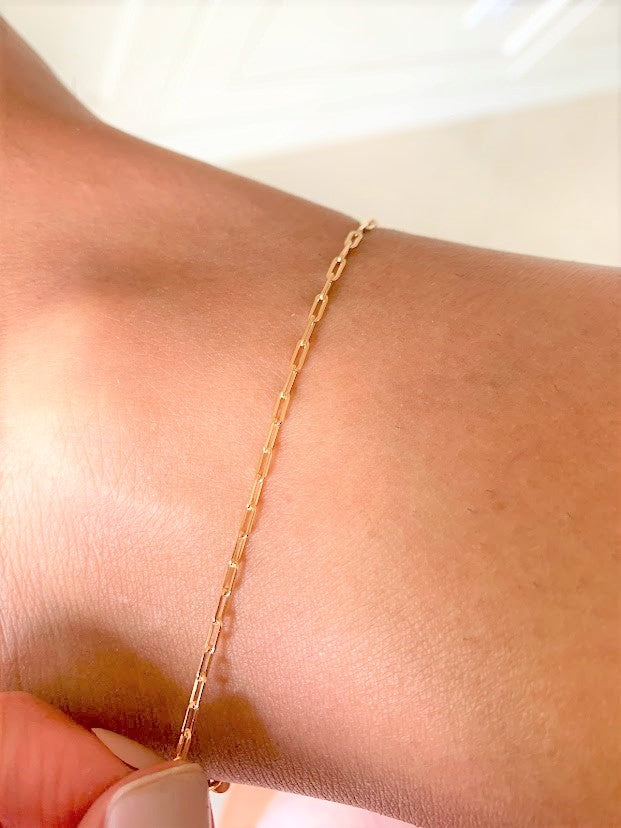 2MM Tiny Paperclip Link Anklet | Gold-filled Anklet | Gold Anklet | Think Chain Anklet | Body Jewelry
