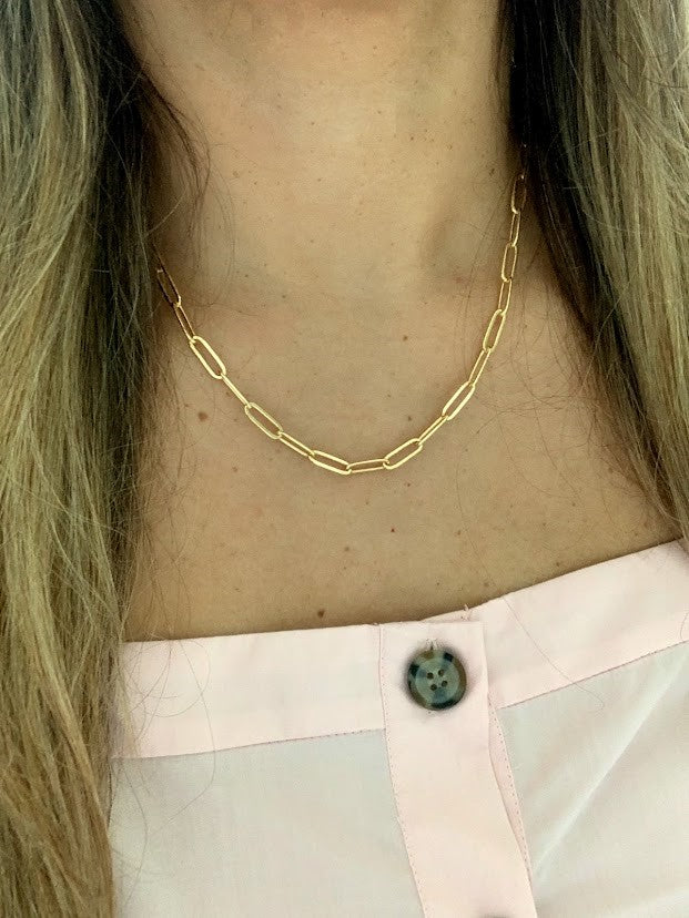 Large Oval Link Paperclip Chain Necklace in Gold Filled