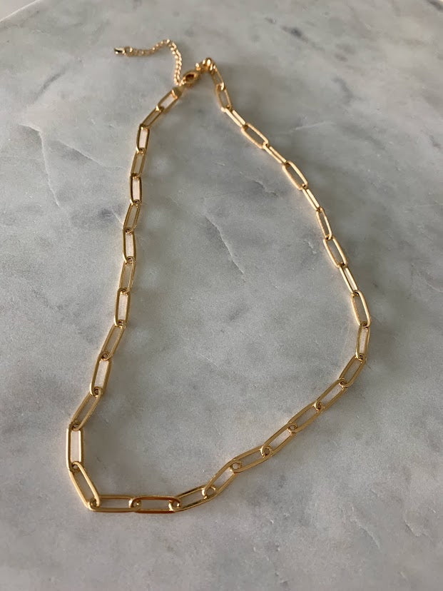 Large Oval Link Paperclip Chain Necklace in Gold Filled