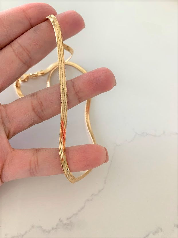 Flexible 18K Gold Filled Herringbone Necklace