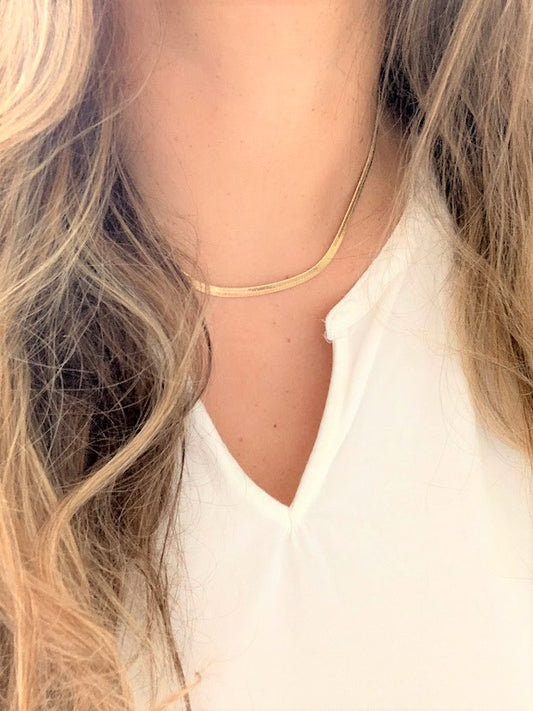 Flexible 18K Gold Filled Herringbone Necklace