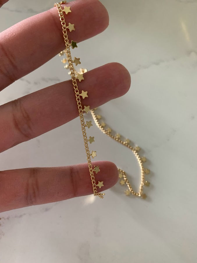 Gold Stars Chain Choker Necklace | Gold-filled  |  14"+2" Choker