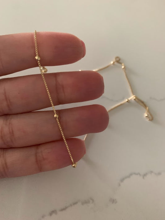 2MM Beaded Satellite Chain Necklace in Gold-filled | Minimalist Beads on Box Chain | Delicate Necklace