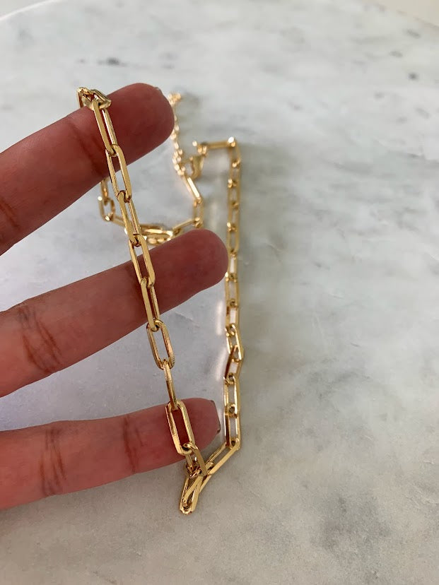 Thick Large Link Paperclip Chain Necklace | Gold Filled