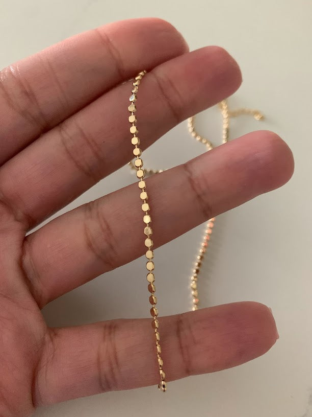 Gold Flat Beaded Choker Necklace | Dainty Flat Ball Chain | Beads Necklace | Flat Beaded Chain | Layering Necklace | Gold-filled Necklaces