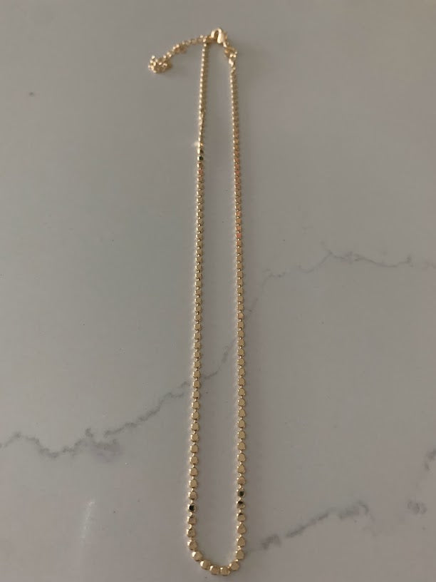 Gold Flat Beaded Choker Necklace | Dainty Flat Ball Chain | Beads Necklace | Flat Beaded Chain | Layering Necklace | Gold-filled Necklaces