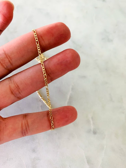 1.2MM Dainty Chain Necklace | Flat Figaro Necklace | Gold-filled | Layering Necklace