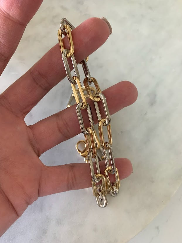 Chunky Gold-Filled Two Tone Paperclip Necklace