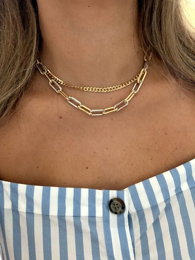14k Gold Large Paper Clip Chain with Carabiner Necklace - Zoe Lev Jewelry