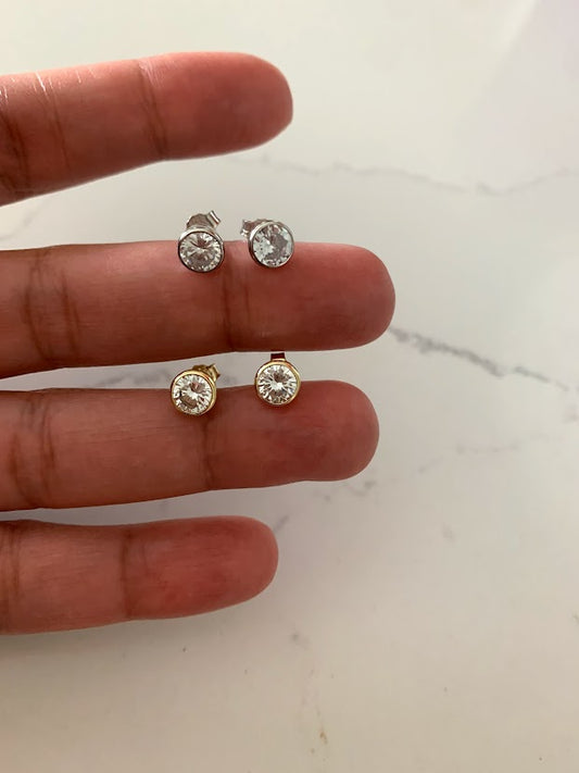 6MM Bezel CZ Stud Earrings