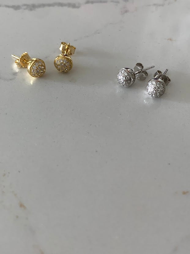 6MM PAVE Stud Earrings | CZ Earrings | Gold and Silver CZ Earrings | 6MM Button Ball Earrings | Gifts for Her
