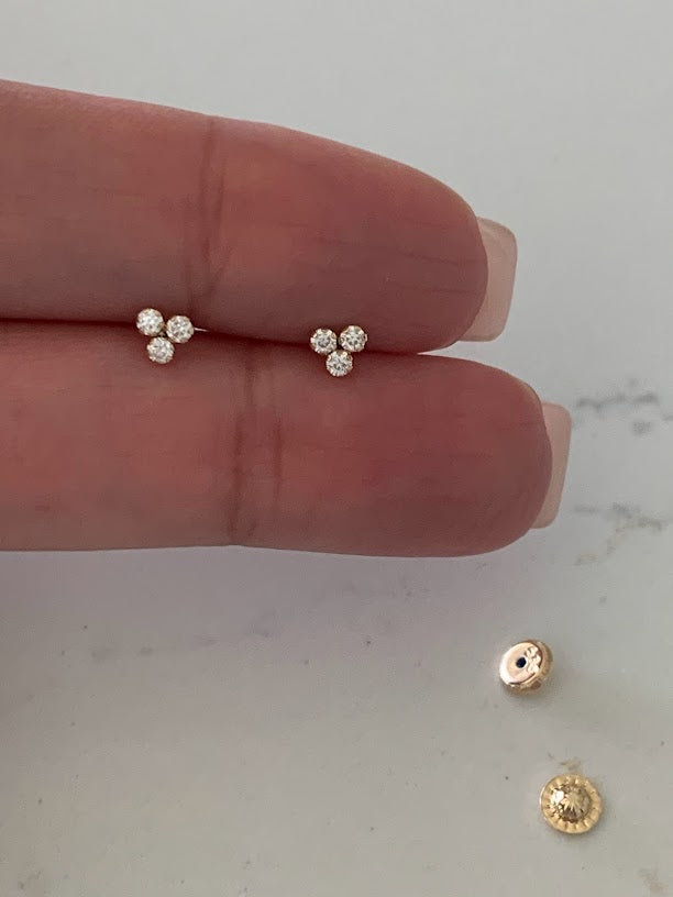 Trinity Stud Earrings in 14K Gold