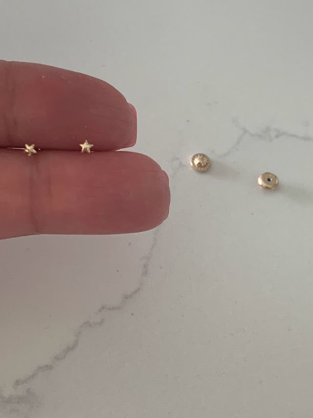 14K Gold Tiny Diamond Star Studs 14K Rose Gold