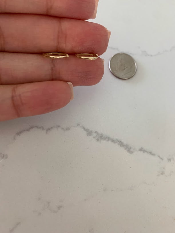 14K Solid Gold Small Thin Huggies, Dainty Hoops, Everyday Earrings, Dainty Earrings, Yellow Solid Gold Earrings, 12MM Huggies