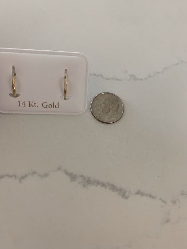 14K Solid Gold Small Thin Huggies, Dainty Hoops, Everyday Earrings, Dainty Earrings, Yellow Solid Gold Earrings, 12MM Huggies