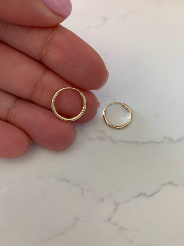 14K Solid Gold 1.5MM Hoops