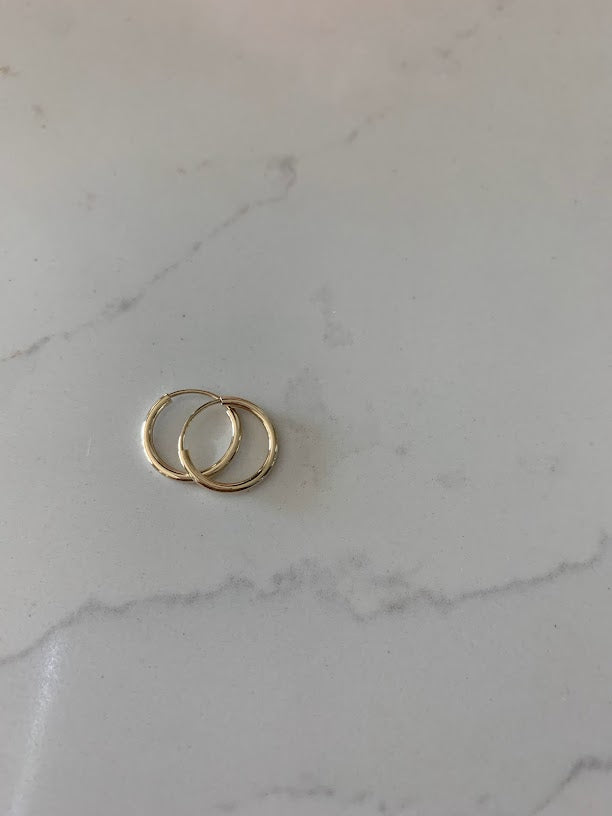 14K Solid Gold 1.5MM Hoops