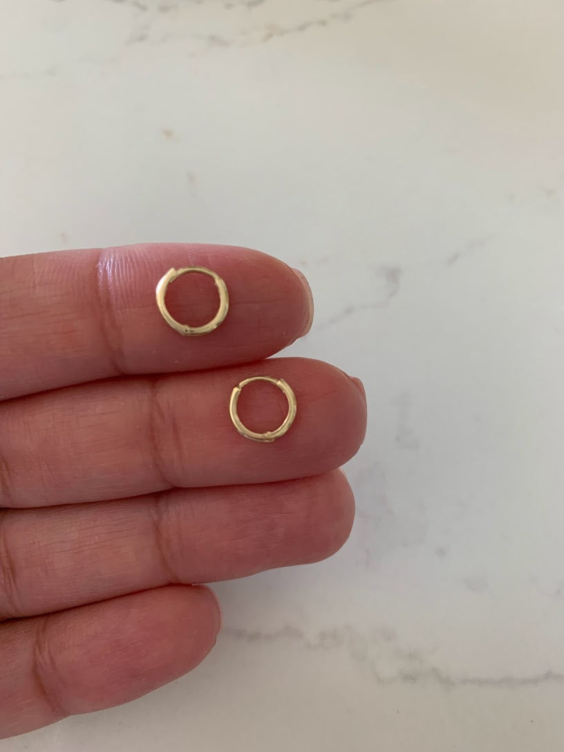 14K 8MM Huggies, 14K Yellow/White Gold Hoops