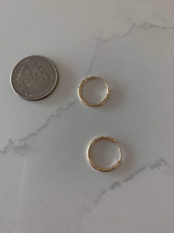 17MM Hoops in 14K Gold, Gold Hoops, Solid Gold Hoops, Gold Earrings, Gold Thin Hoops, JLO Hoops, BEST SELLER, 14KY 1.5mm Hoop Earrings