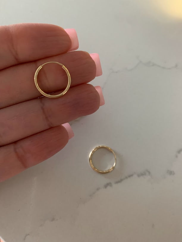 17MM Hoops in 14K Gold, Gold Hoops, Solid Gold Hoops, Gold Earrings, Gold Thin Hoops, JLO Hoops, BEST SELLER, 14KY 1.5mm Hoop Earrings