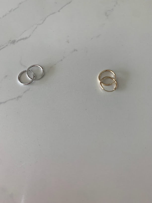 Thin Hoops in 14K Gold, Gold Hoops, Solid Gold Hoops, 14KY 1mm Hoop Earrings