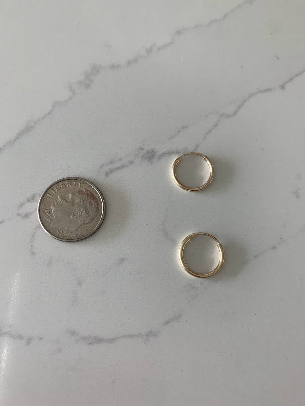 Thin Hoops in 14K Gold, Gold Hoops, Solid Gold Hoops, 14KY 1mm Hoop Earrings
