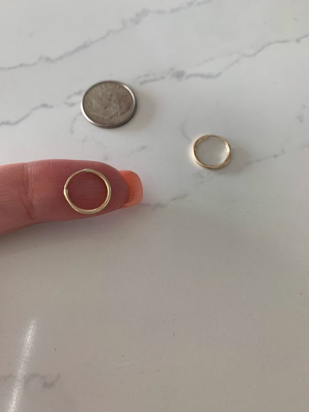 Thin Hoops in 14K Gold, Gold Hoops, Solid Gold Hoops, 14KY 1mm Hoop Earrings