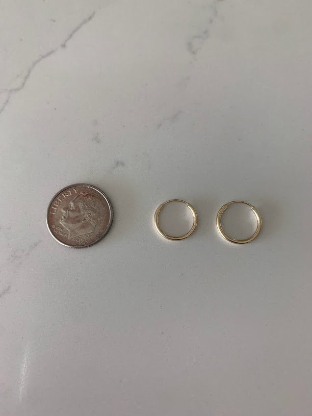 Thin Hoops in 14K Gold, Gold Hoops, Solid Gold Hoops, 14KY 1mm Hoop Earrings