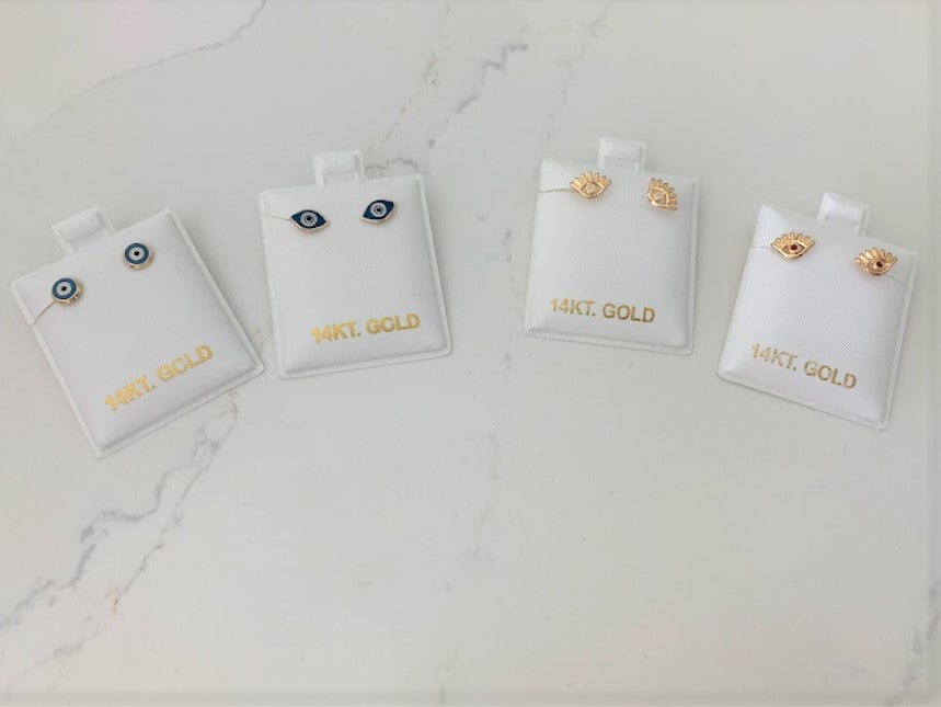 14K Gold Evil Eye Earrings | Evil Eye Stud Earrings | Tiny Eye Earrings