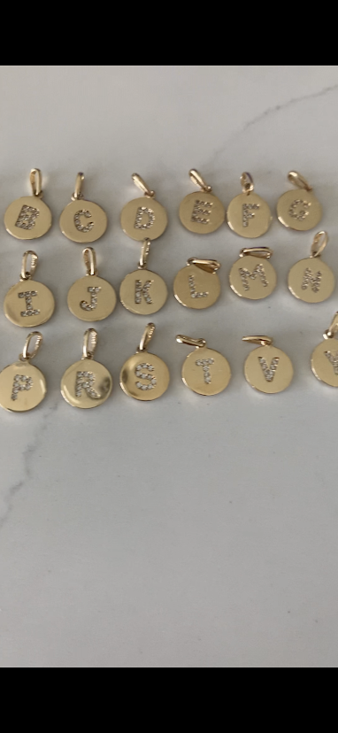 14K Gold Dainty Initial Disc Pendant
