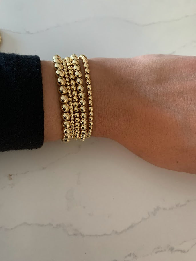 3MM, 4MM, 5MM and 6MM Beads Bracelet in Gold-filled