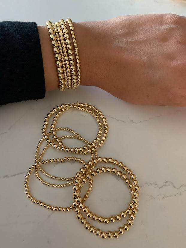 3MM, 4MM, 5MM and 6MM Beads Bracelet in Gold-filled