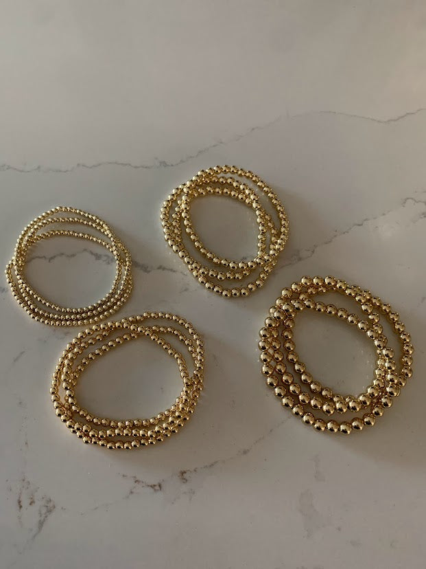 3MM, 4MM, 5MM and 6MM Beads Bracelet in Gold-filled