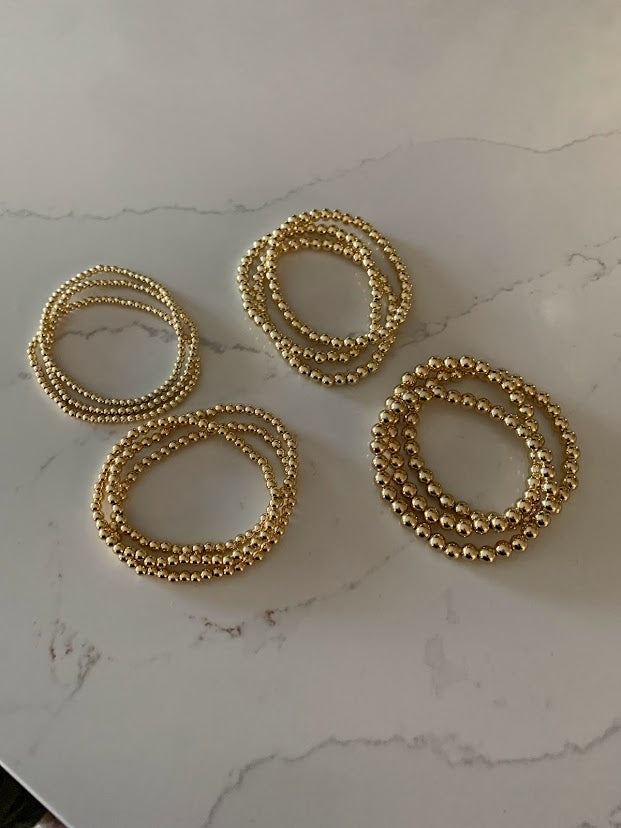 3MM, 4MM, 5MM and 6MM Beads Bracelet in Gold-filled