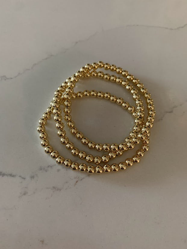3MM, 4MM, 5MM and 6MM Beads Bracelet in Gold-filled