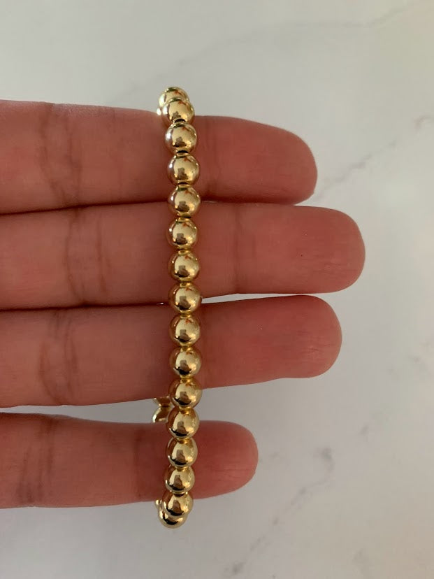 3mm, 4mm, 5mm and 6mm Beads Bracelet in Gold-Filled, Beaded Bracelets 6MM| 1 Bracelet