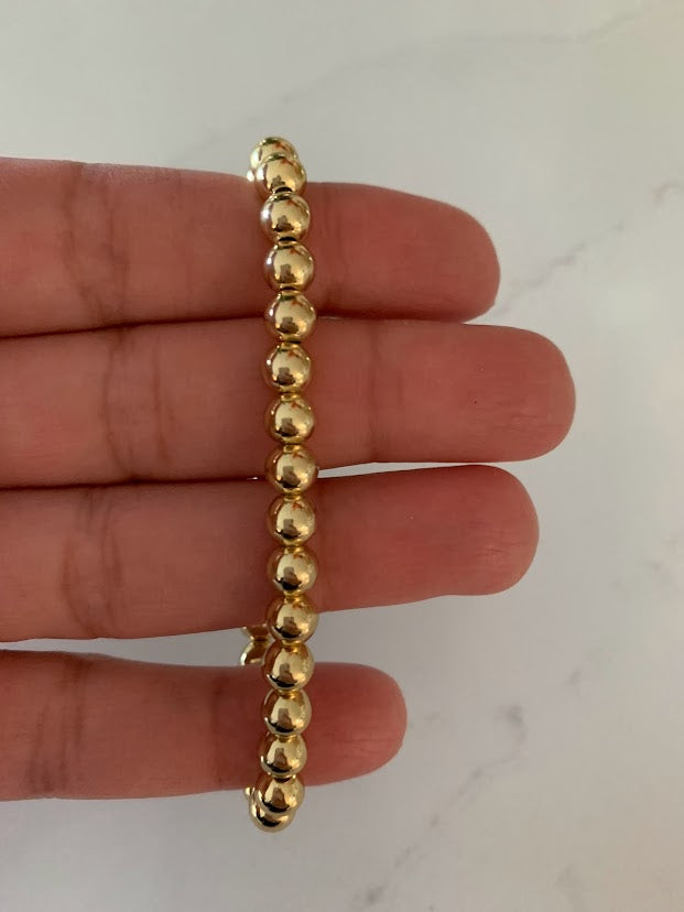 3MM, 4MM, 5MM and 6MM Beads Bracelet in Gold-filled