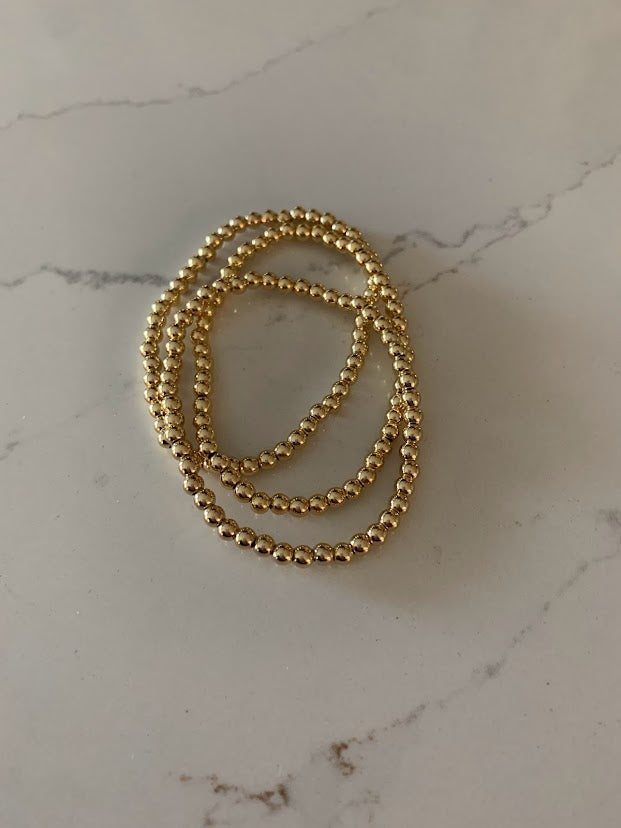 3mm, 4mm, 5mm and 6mm Beads Bracelet in Gold-Filled, Beaded Bracelets 6MM| 1 Bracelet