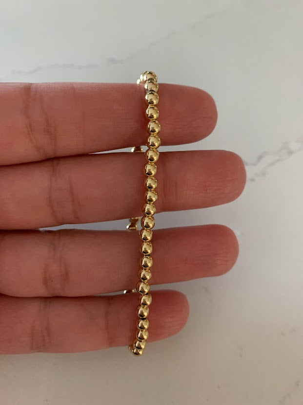 3MM, 4MM, 5MM and 6MM Beads Bracelet in Gold-filled