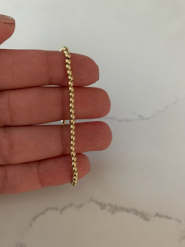 3MM, 4MM, 5MM and 6MM Beads Bracelet in Gold-filled