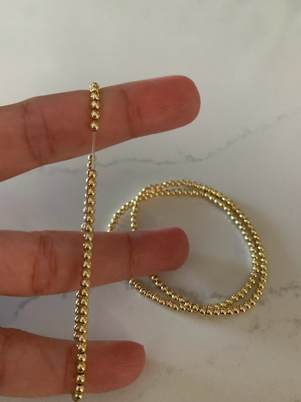 3MM, 4MM, 5MM and 6MM Beads Bracelet in Gold-filled