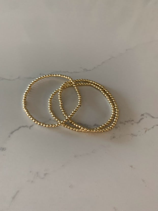 3MM, 4MM, 5MM and 6MM Beads Bracelet in Gold-filled