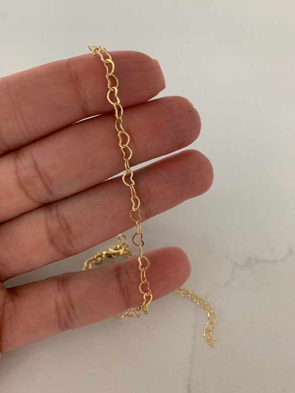 Gold Filled Open Hearts Anklet, Multi Hearts Anklet, Gold Anklet, Dainty Anklet, Everyday Anklet, Body Jewelry, Gypsy Anklet