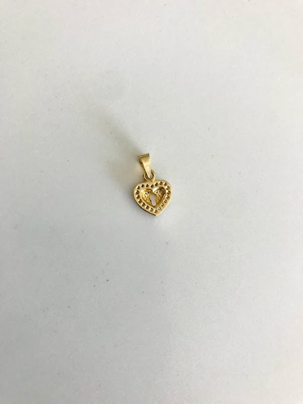 10MM 14K Solid Gold Floating Heart Pendant with Zirconia | 14K Heart Pendant