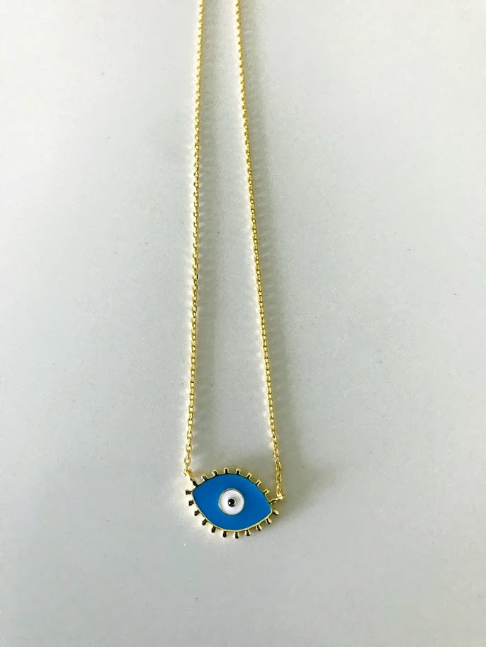 Large Evil Eye Necklace in Sterling Silver